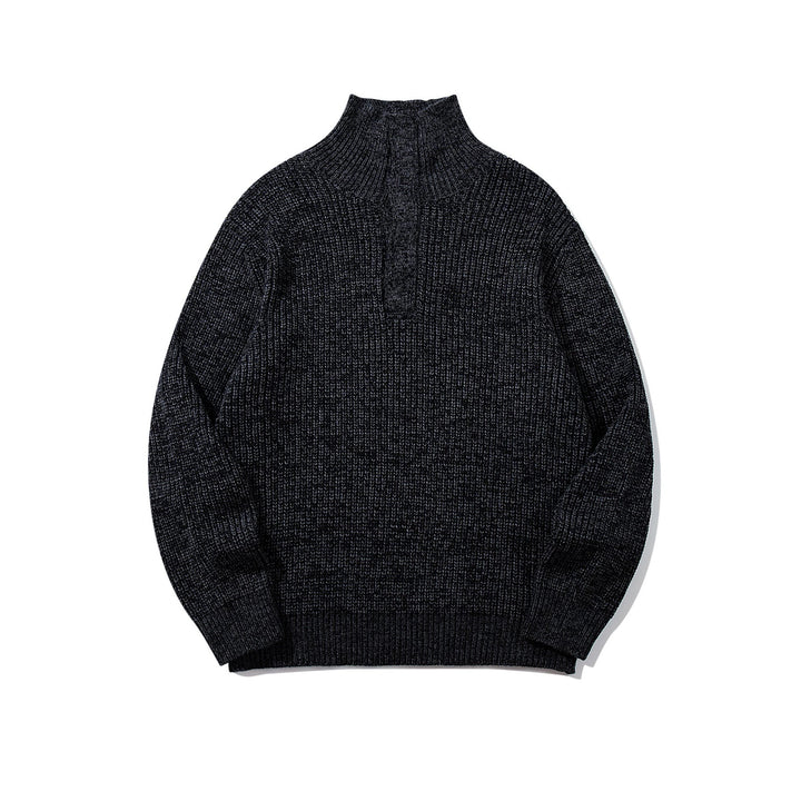 Unisex Grobgestrickter Rollkragenpullover mit halber Knopfleiste Echoarchiv