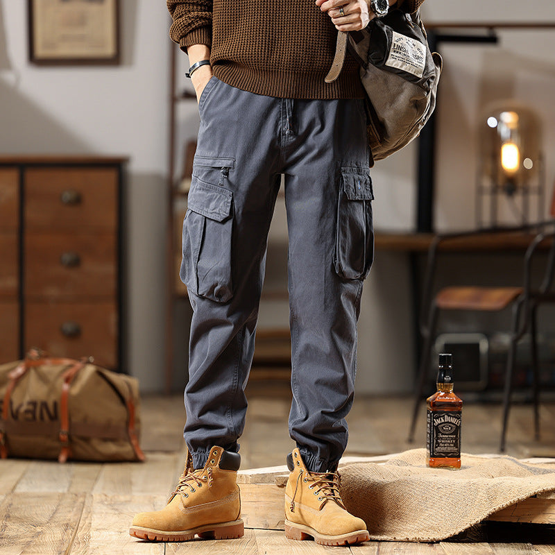 Herren Robuste Baumwoll-Cargohose mit elastischem Saum und Multifachtaschen Echo Archiv
