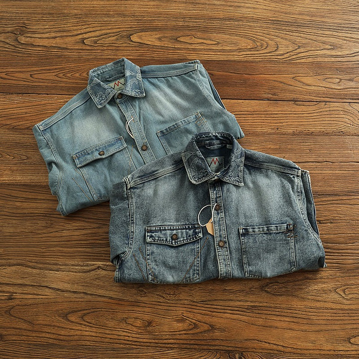 Herren Denim Hemdjacke mit Brusttaschen Echo Archiv