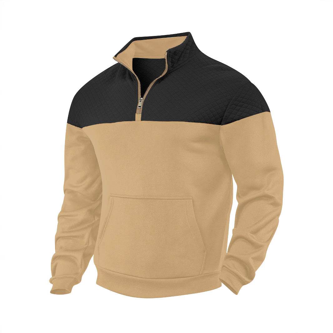 Herren nan Schulterpaneel-Halbzip-Sweatpullover mit gesteppter Schulterpartie und Kängurutasche Echo Archiv