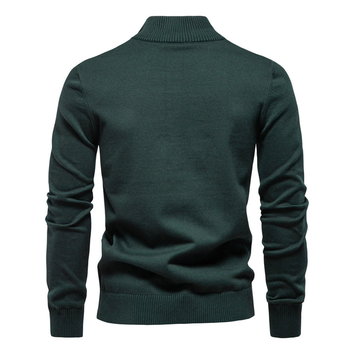 Herren Strickpullover mit halbem Reißverschluss und modischen Streifen Echoarchiv