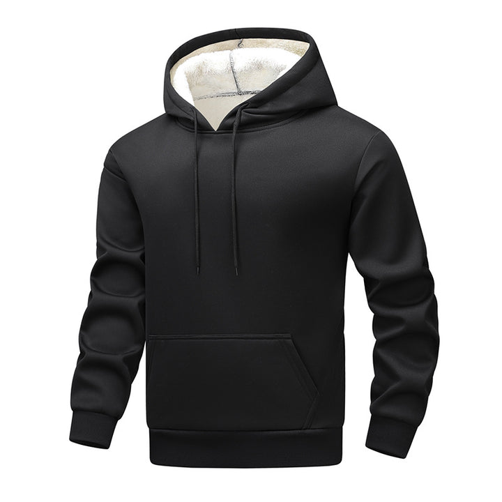 Herren Fleece-Kapuzenpullover mit Sherpa-Innenfutter und Kängurutasche – Cavarno