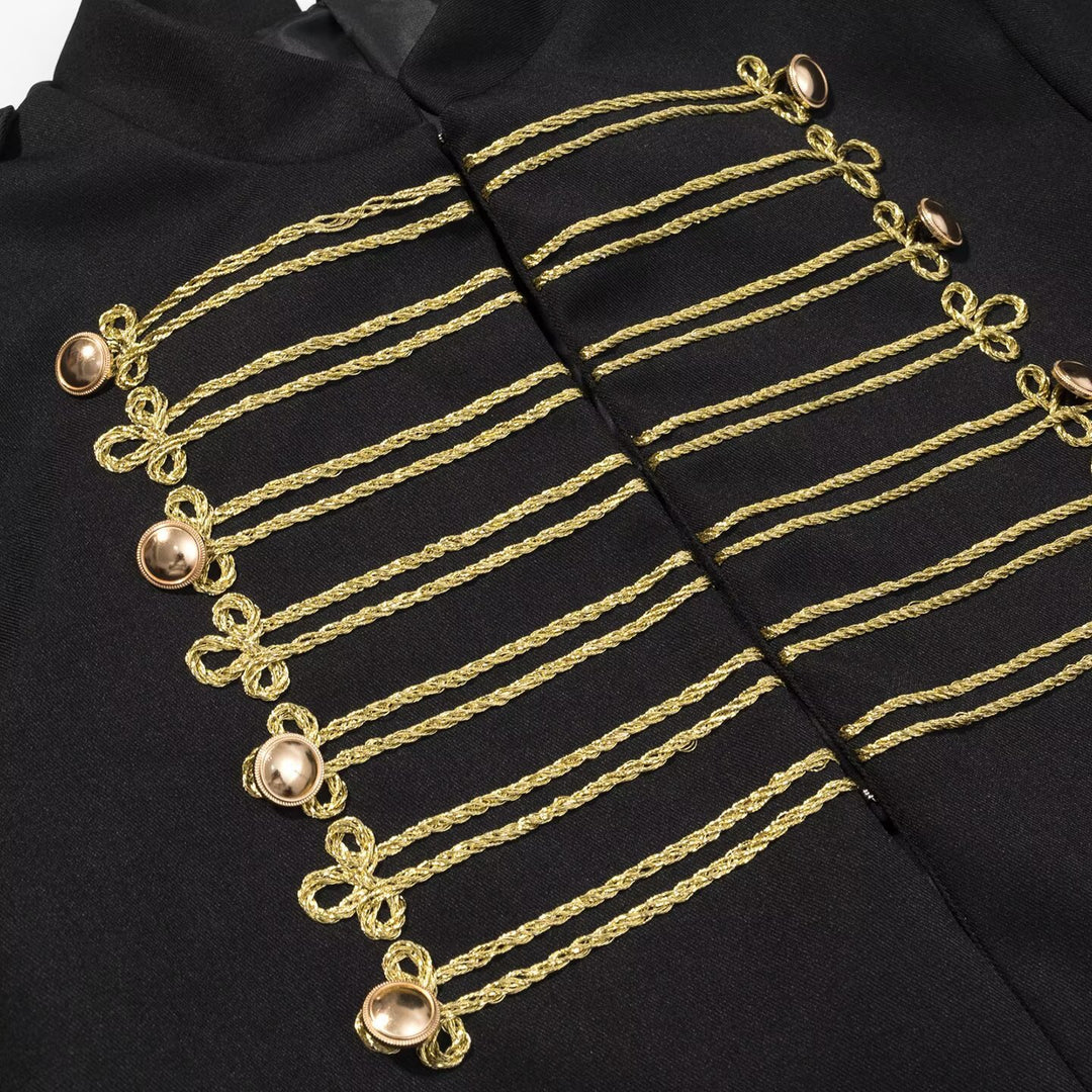Damen Militärisch inspirierte Kurzjacke mit Goldkordel‑Applikation und Stehkragen Echo Archiv