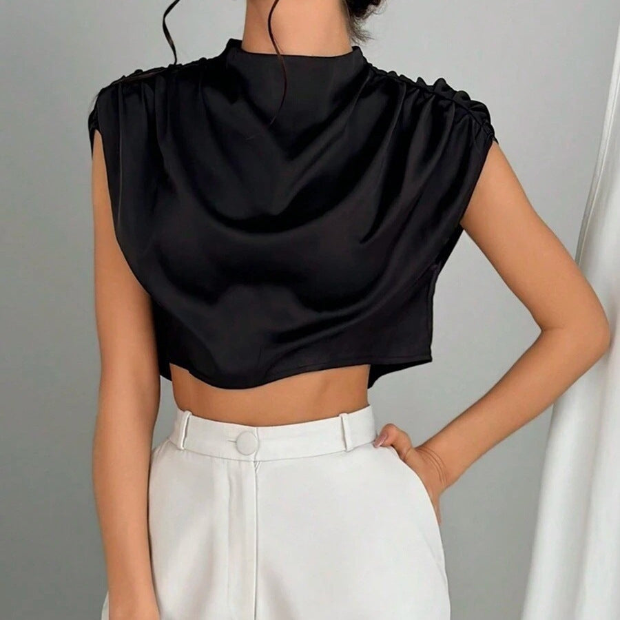 Damen elegantes Oberteil mit weichen Stofffalten und Rückenausschnitt Echo Archiv