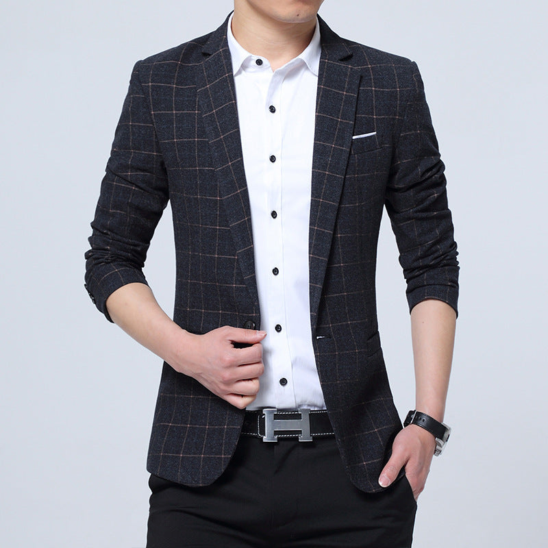 Herren Karierter Slim-Fit Sakko im Business-Casual Stil Echoarchiv