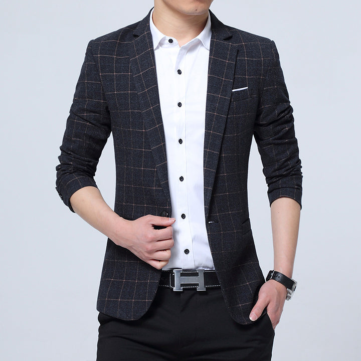 Herren Karierter Slim-Fit Sakko im Business-Casual Stil Echoarchiv