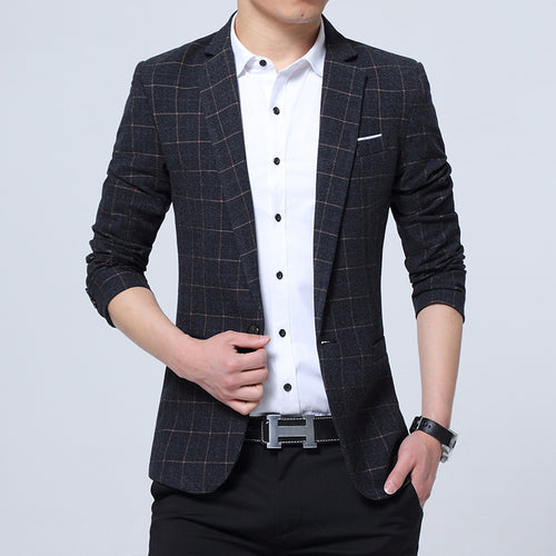 Herren Karierter Slim-Fit Sakko im Business-Casual Stil Echoarchiv