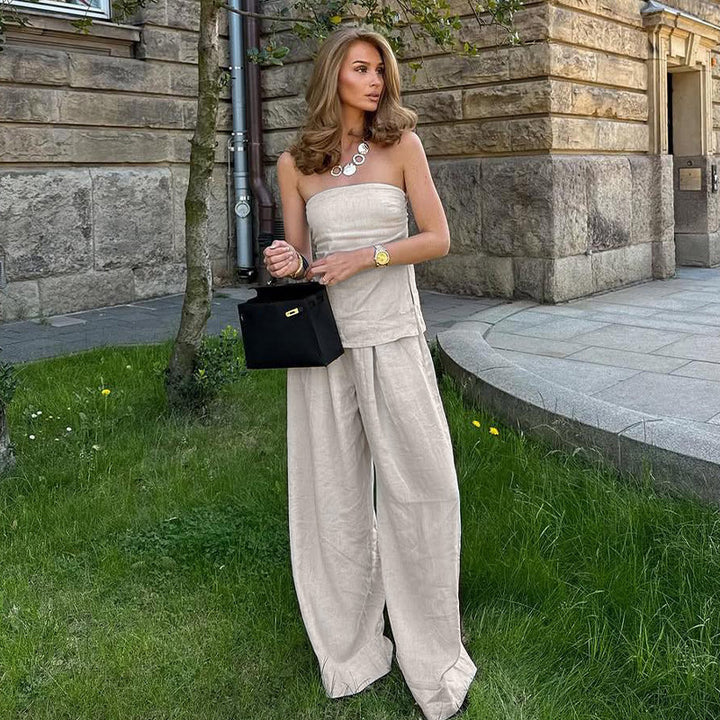 Damen Elegantes Zweiteiliges Set aus Leinen Echo Archiv