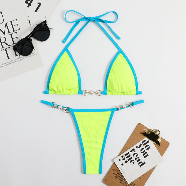 Damen Triangel-Bikini mit modischem Rippdesign und dekorativen Elementen Echo Archiv