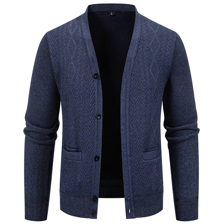 Herren Strickjacke mit strukturiertem Design und Knopfverschluss Echoarchiv