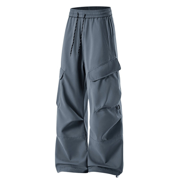 Herren lockere Utility-Cargo-Hosen mit elastischem Bund, Kordelzug und großzügigen Klappentaschen – Bravaro