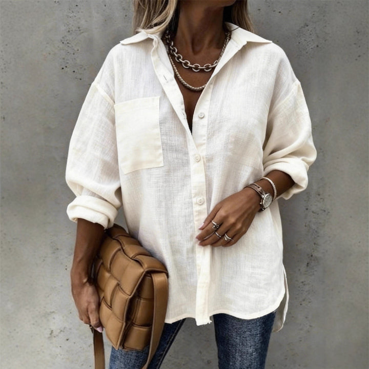 Damen Leichte und lässige Bluse mit Brusttasche Echo Archiv