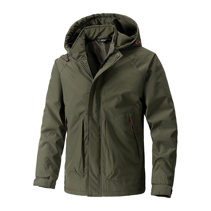Herren Wasserabweisende Kapuzen‑Übergangsjacke mit Thermofutter, Utility‑Taschen & verstellbaren Manschetten Echoarchiv