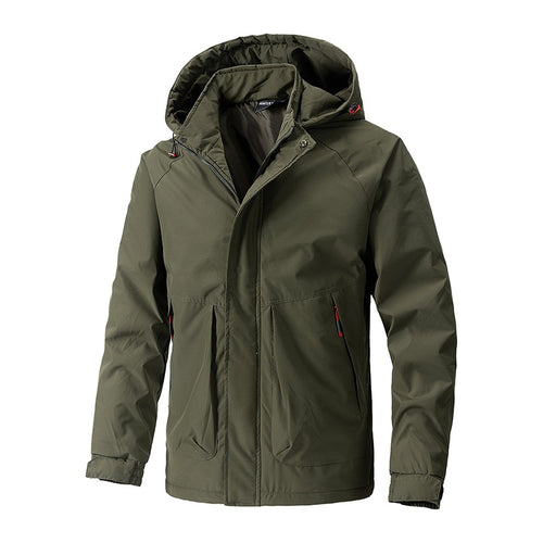 Herren Wasserabweisende Kapuzen‑Übergangsjacke mit Thermofutter, Utility‑Taschen & verstellbaren Manschetten Echoarchiv