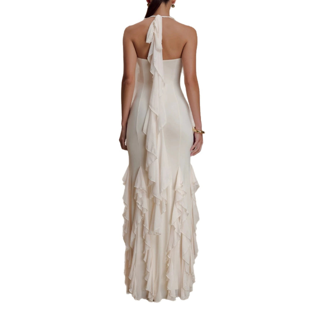 Damen Elegantes Langarm-Maxikleid mit Rüschendetails Echo Archiv