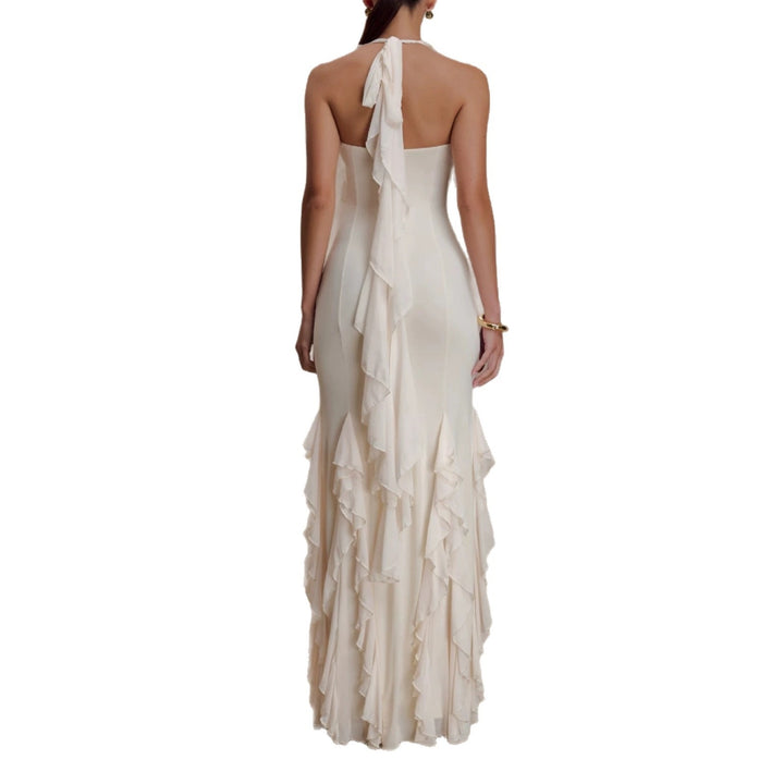 Damen Elegantes Langarm-Maxikleid mit Rüschendetails Echo Archiv