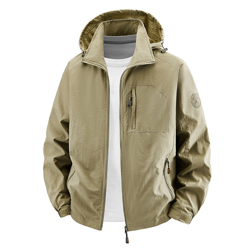 Unisex nan leichte wasserdichte Outdoorjacke mit Kapuze und wasserdichten Reißverschlusstaschen Echo Archiv