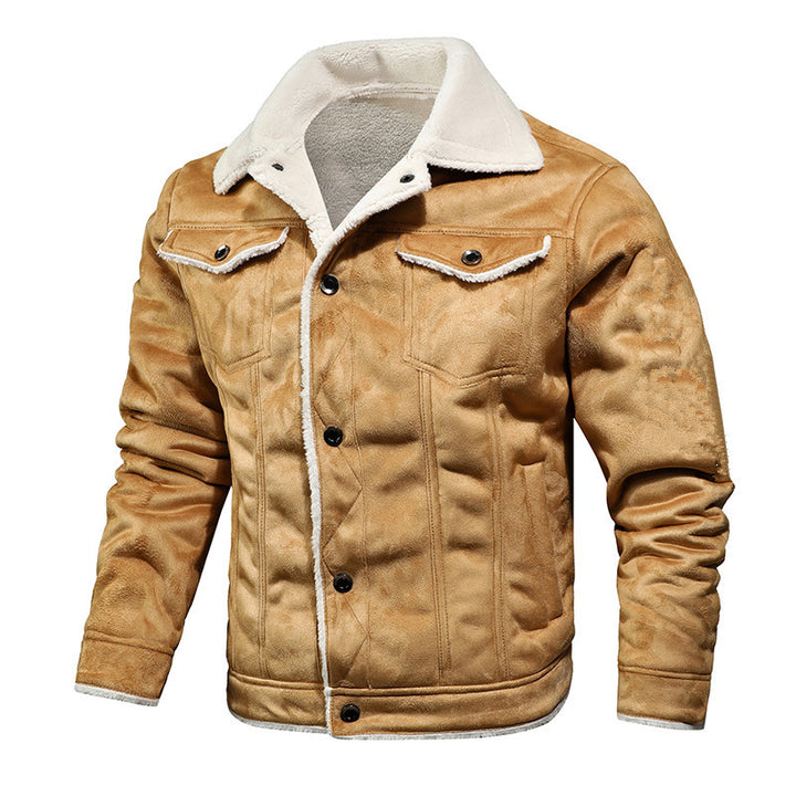 Herren Truckerjacke aus Velours-Kunstleder mit Teddy-Innenfutter Echoarchiv