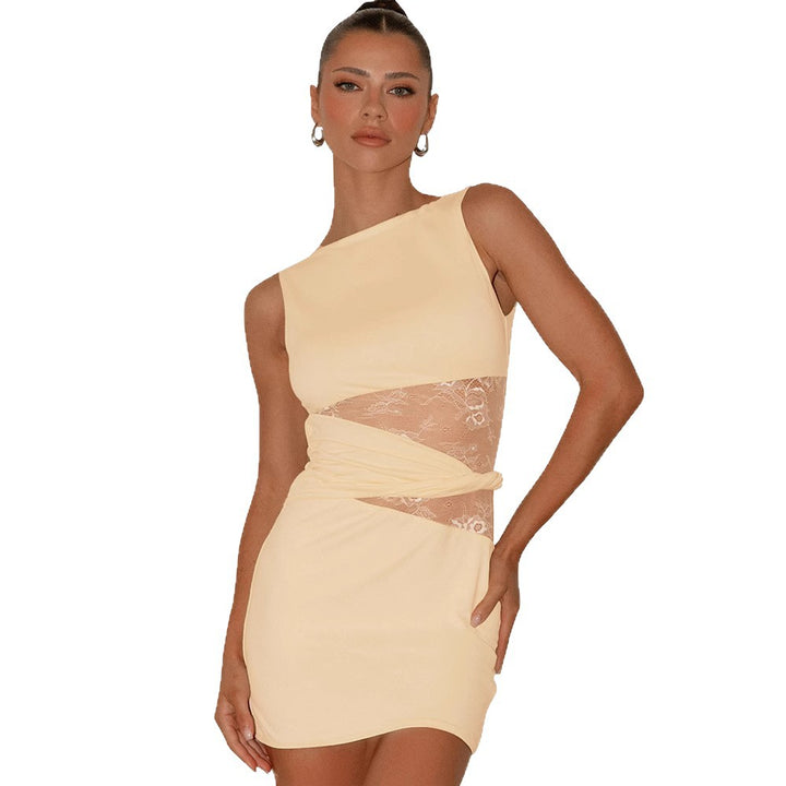 Damen Elegantes, figurbetontes Kleid mit transparenten Einsätzen Echo Archiv