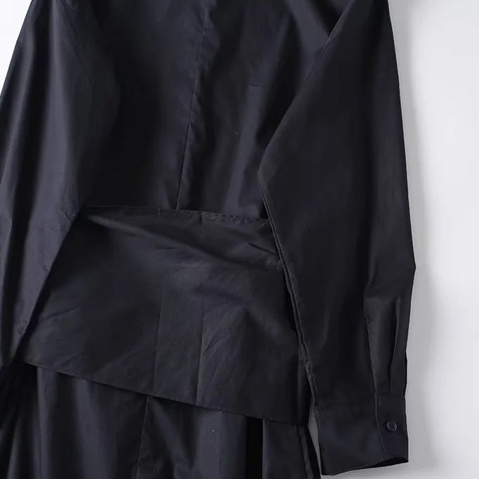 Damen Oversize-Hemdblusenkleid mit seitlichem Knotengürtel und Midilänge Echo Archiv