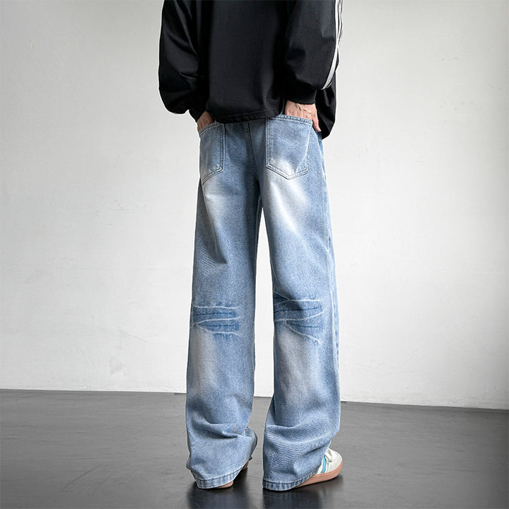 Herren weite Denim-Jeans mit einzigartiger Waschung Echoarchiv