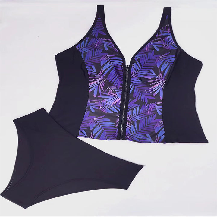 Damen Bikini-Set mit modischem Zip-Oberteil und bequemen High-Waist-Slip Echo Archiv