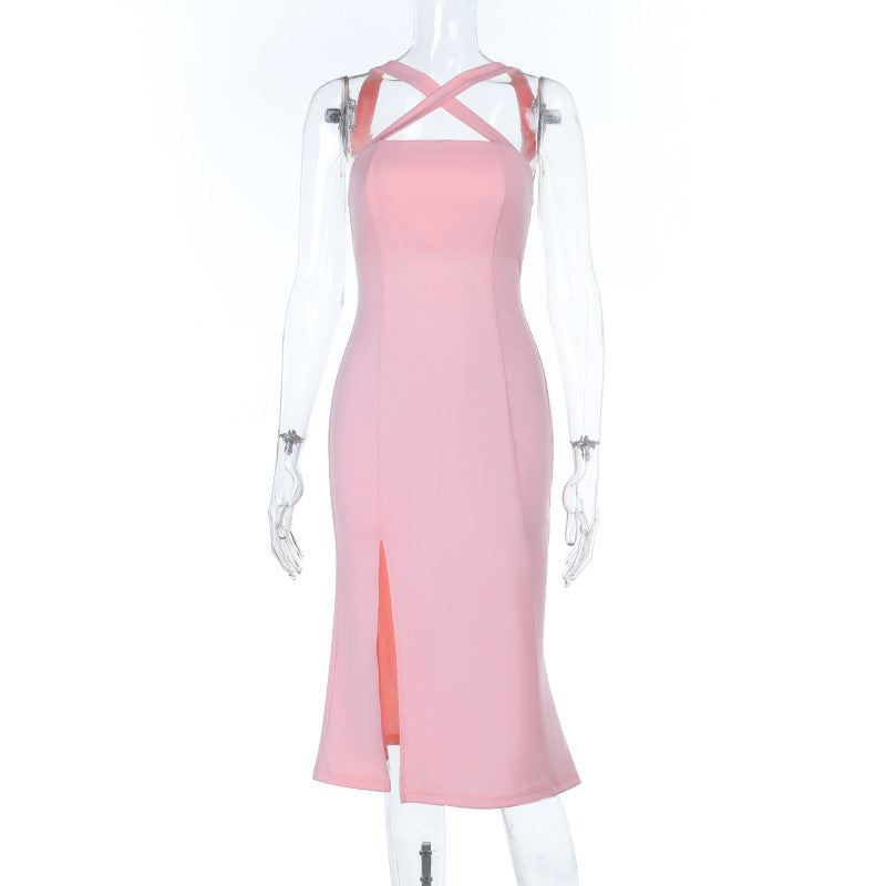 Damen Elegantes Midi-Kleid mit innovativem Schnitt und verführerischem Schlitz Echo Archiv