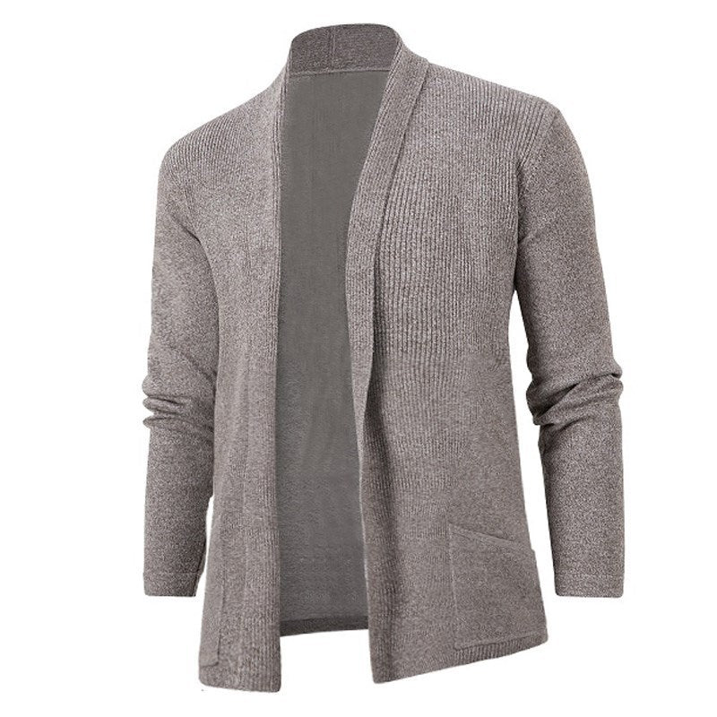 Herren modische Strickjacke mit offenem Schnitt und praktischen Taschen Echoarchiv