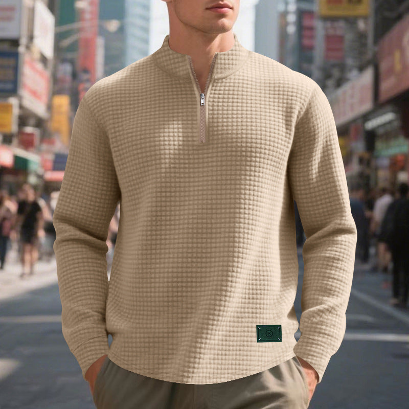 Herren Pullover mit Reißverschluss und strukturiertem Design Echoarchiv