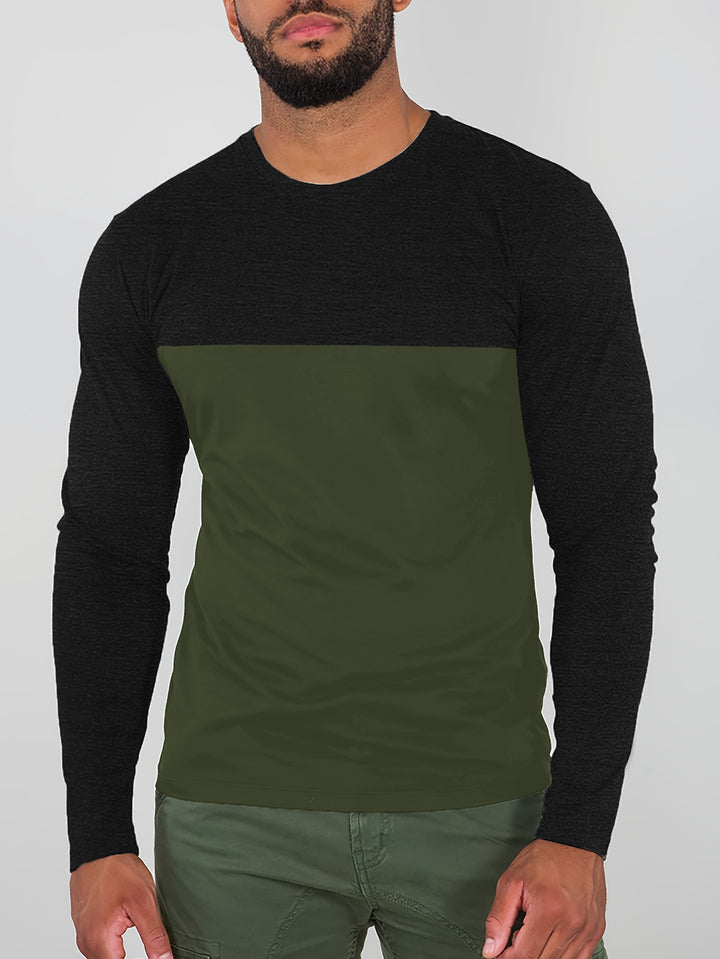 Herren Langarmshirt Colorblock aus Baumwollmix mit Rundhalsausschnitt und körpernaher Passform Echo Archiv