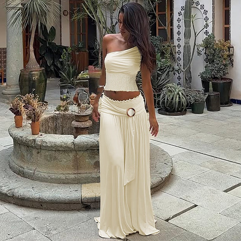 Damen Einseitiges Maxikleid mit raffinierter Drapierung Echo Archiv
