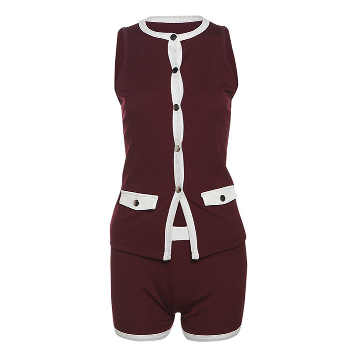 Damen Sportliches Outfit mit Leopardenmuster und Knopfdetaillierung Echo Archiv