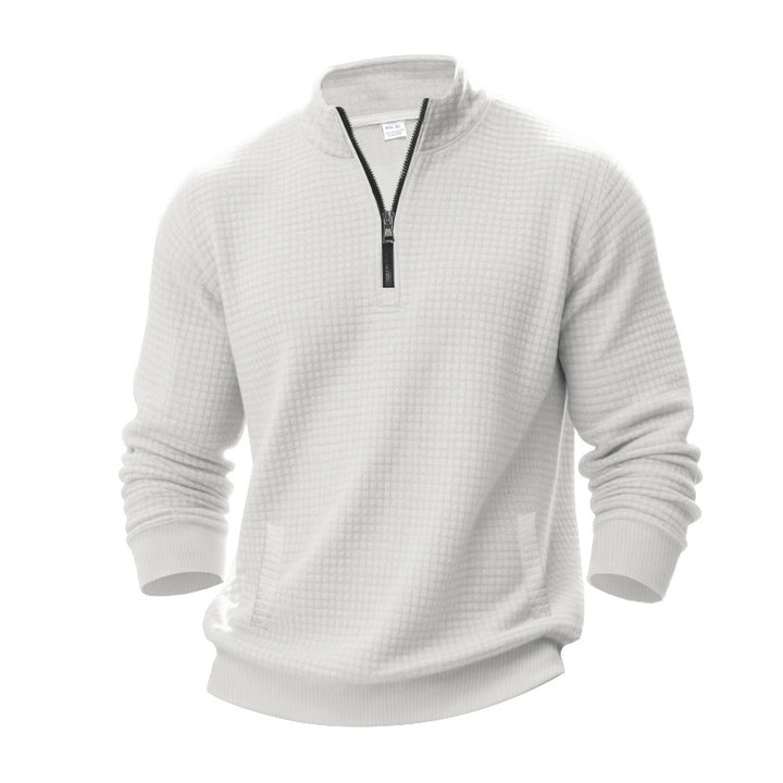 Herren Stepppullover mit halbem Reißverschluss und modernem Strukturdesign Echoarchiv