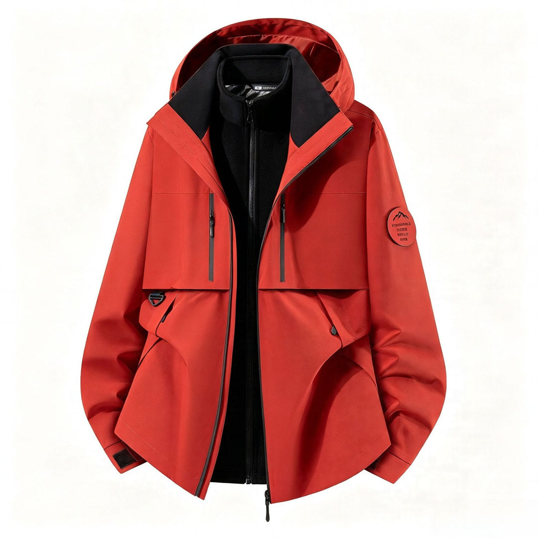 Herren dreilagige Softshell-Outdoorjacke mit herausnehmbarem Fleecefutter und Kapuze Echoarchiv
