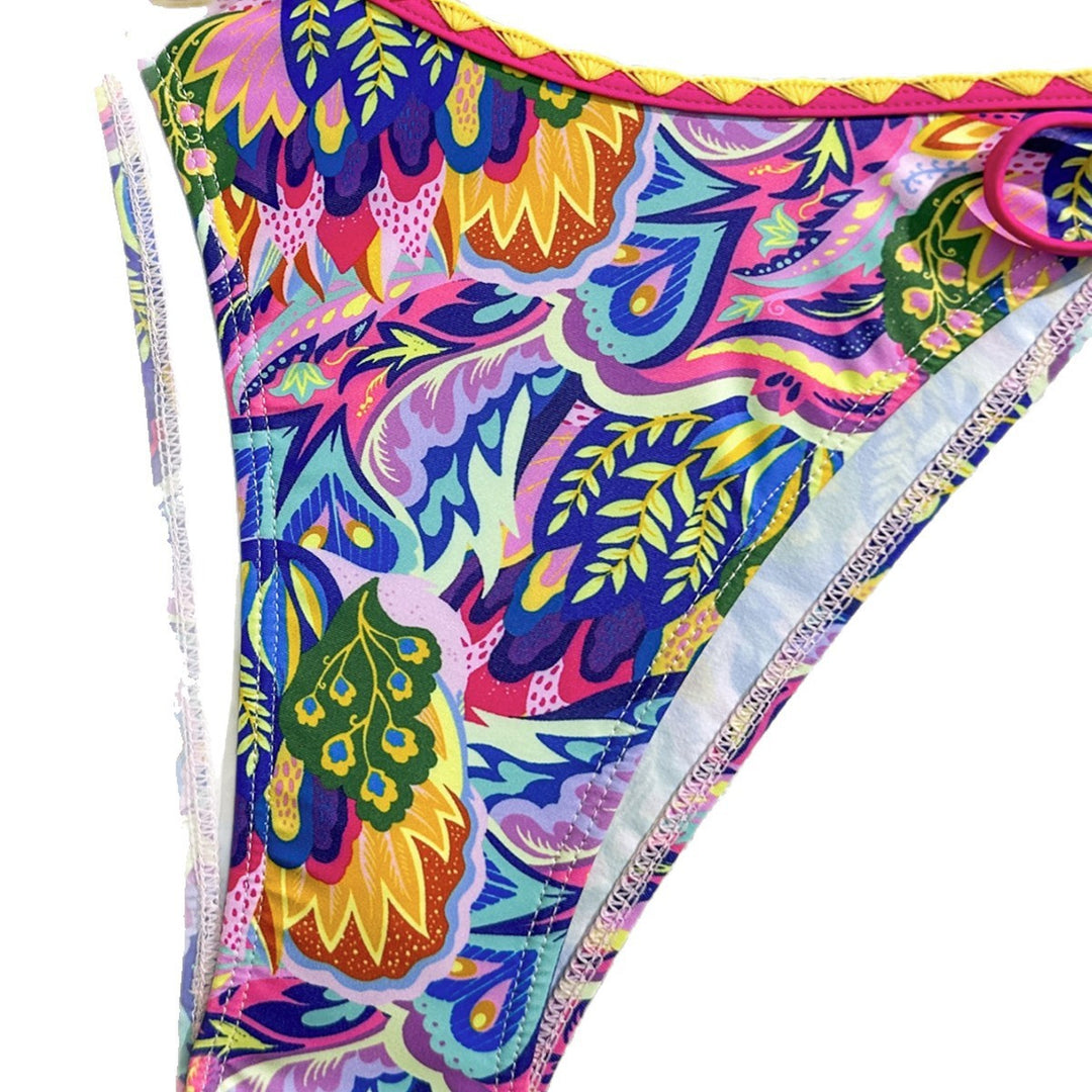 Damen Triangel-Bikini mit buntem Muster und verspielten Bindebändern Echo Archiv