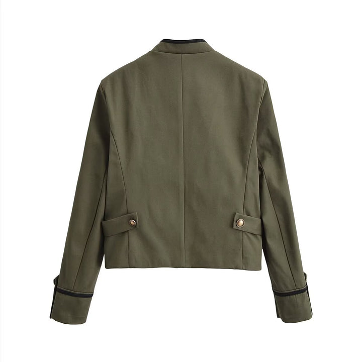 Damen Militärinspirierte Kurzjacke mit Stehkragen, Zierkordeln und Goldknöpfen Echo Archiv