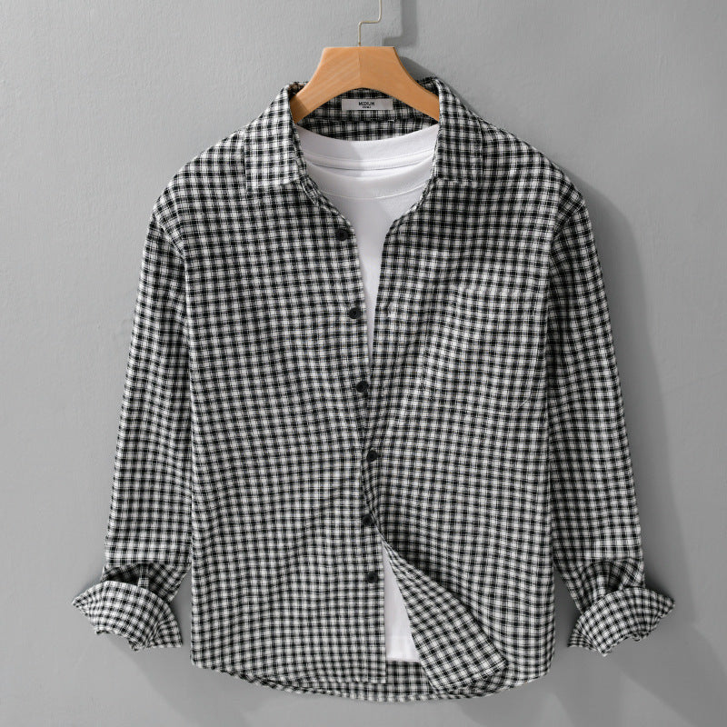 Herren Karo-Lounge-Hemdjacke aus Baumwollmix mit Relaxed-Fit und Button-Down-Front Echoarchiv
