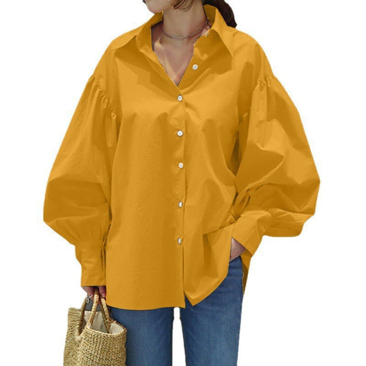 Damen Oversize-Bluse mit Ballonärmeln und Hemdkragen Echo Archiv