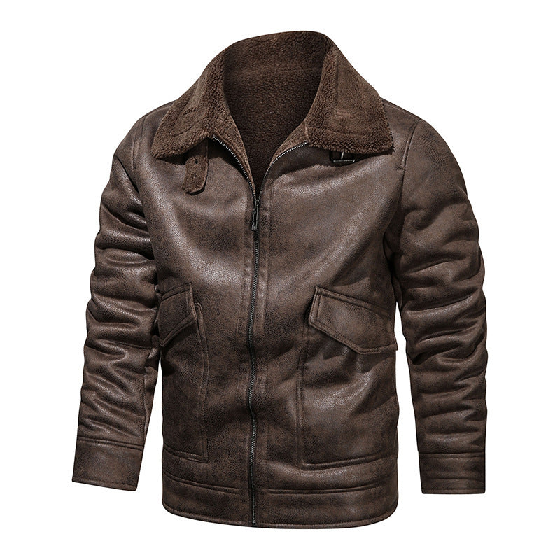 Herren Lederjacke mit warmem Fleeceinnenfutter und praktischen Taschen Echoarchiv