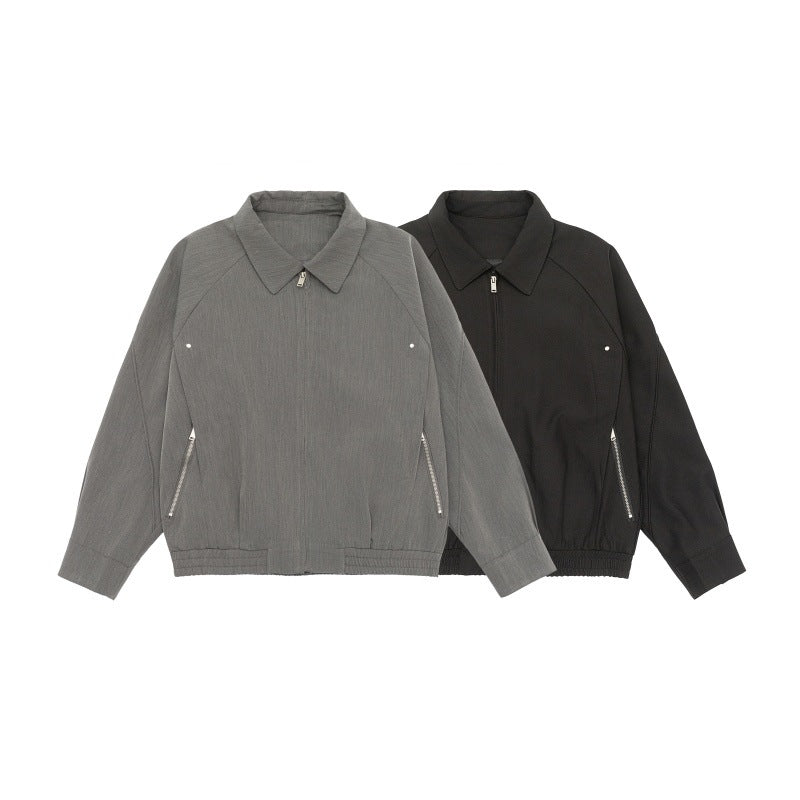 Herren Boxy-Übergangsjacke mit Hemdkragen, Raglanärmeln und Reißverschlusstaschen Echoarchiv