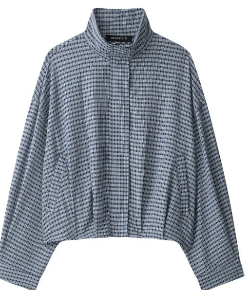 Damen Kurz geschnittene Wollmix-Jacke mit Stehkragen, Reißverschluss und Ballonärmeln Echo Archiv
