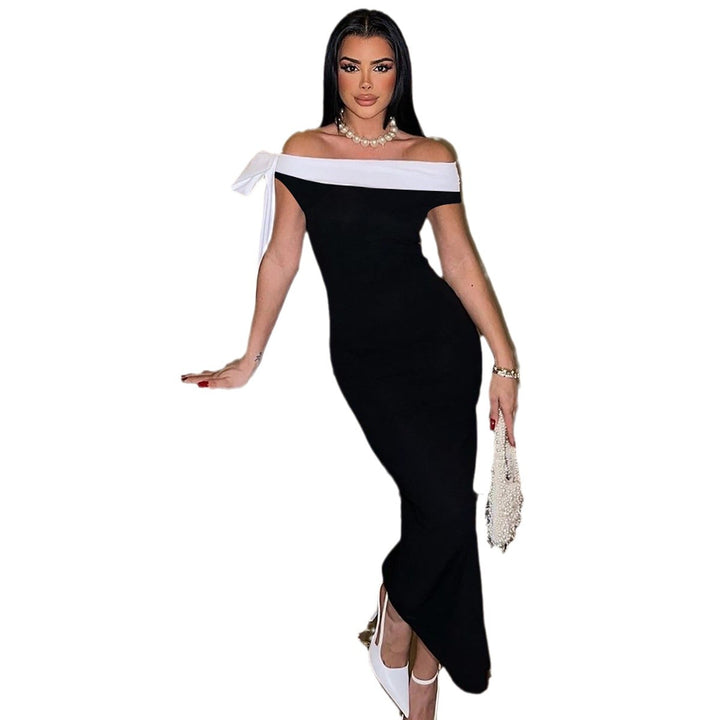 Damen Elegantes schulterfreies Maxikleid mit Schleifendetail Echo Archiv