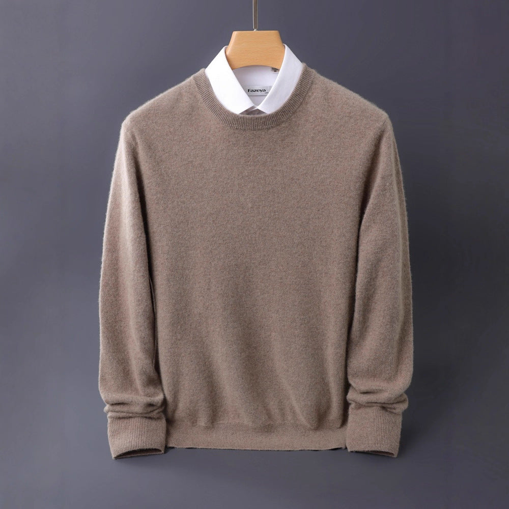 Herren Feiner Rundhals-Strickpullover in Kaschmir‑Optik mit gerippten Bündchen Echoarchiv