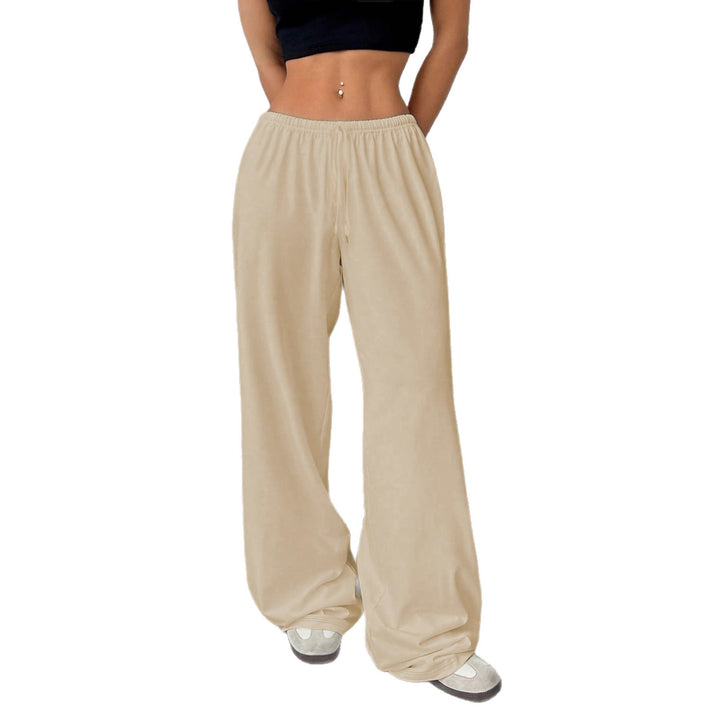 Damen weiter Highwaist Palazzo-Jogger mit elastischem Komfortbund, Kordelzug und seitlichen Eingrifftaschen – Avélisse