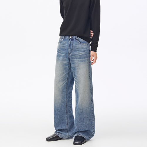 Herren Extraweite Vintage-Denim Baggy-Jeans mit tiefem Schritt und verlängertem Saum Echo Archiv