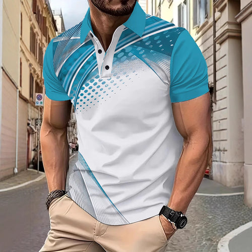 Herren Poloshirt mit dynamischem Grafikdesign und atmungsaktivem Gewebe Echoarchiv