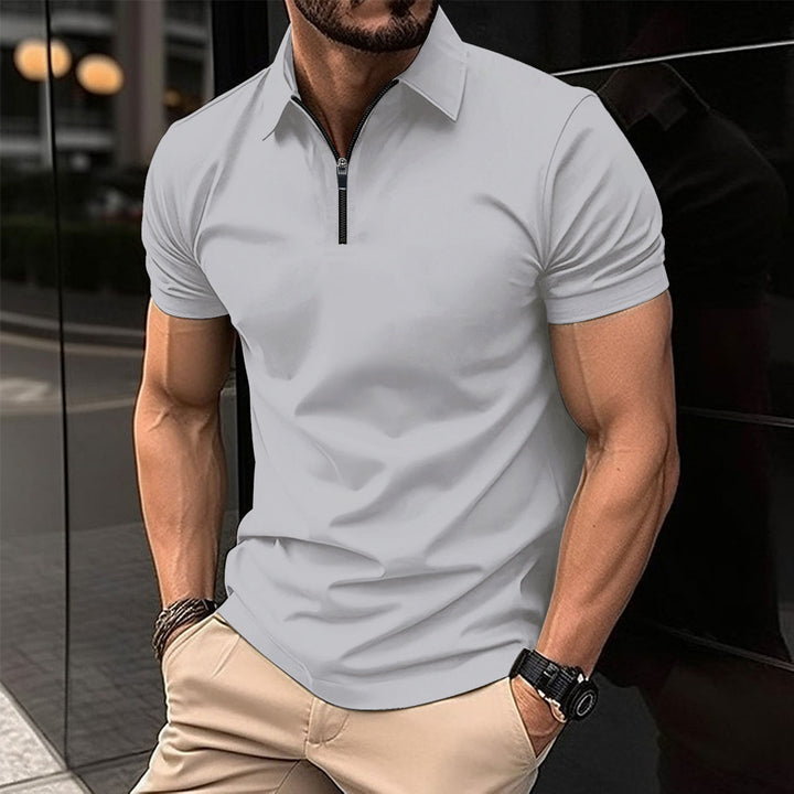 Herren Kurzarm Poloshirt mit Reißverschluss und modernem Design Echoarchiv