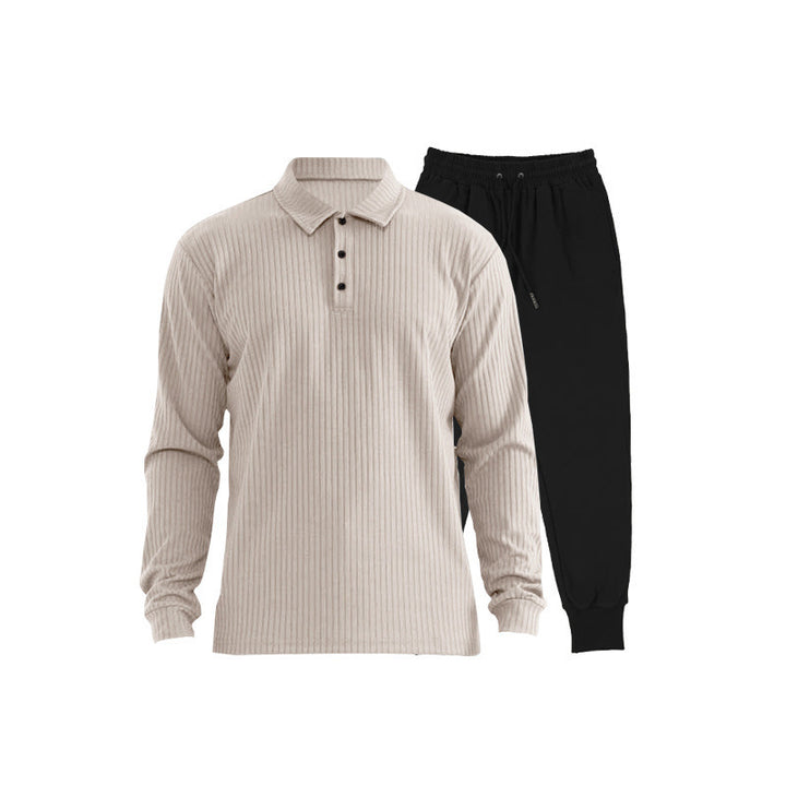 Herren Sportliches Langarm-Polo und Jogginghose Set Echoarchiv