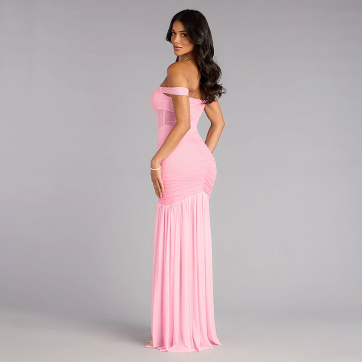 Damen elegantes Maxikleid mit Off-Shoulder-Design und raffinierten Raffungselementen Echo Archiv