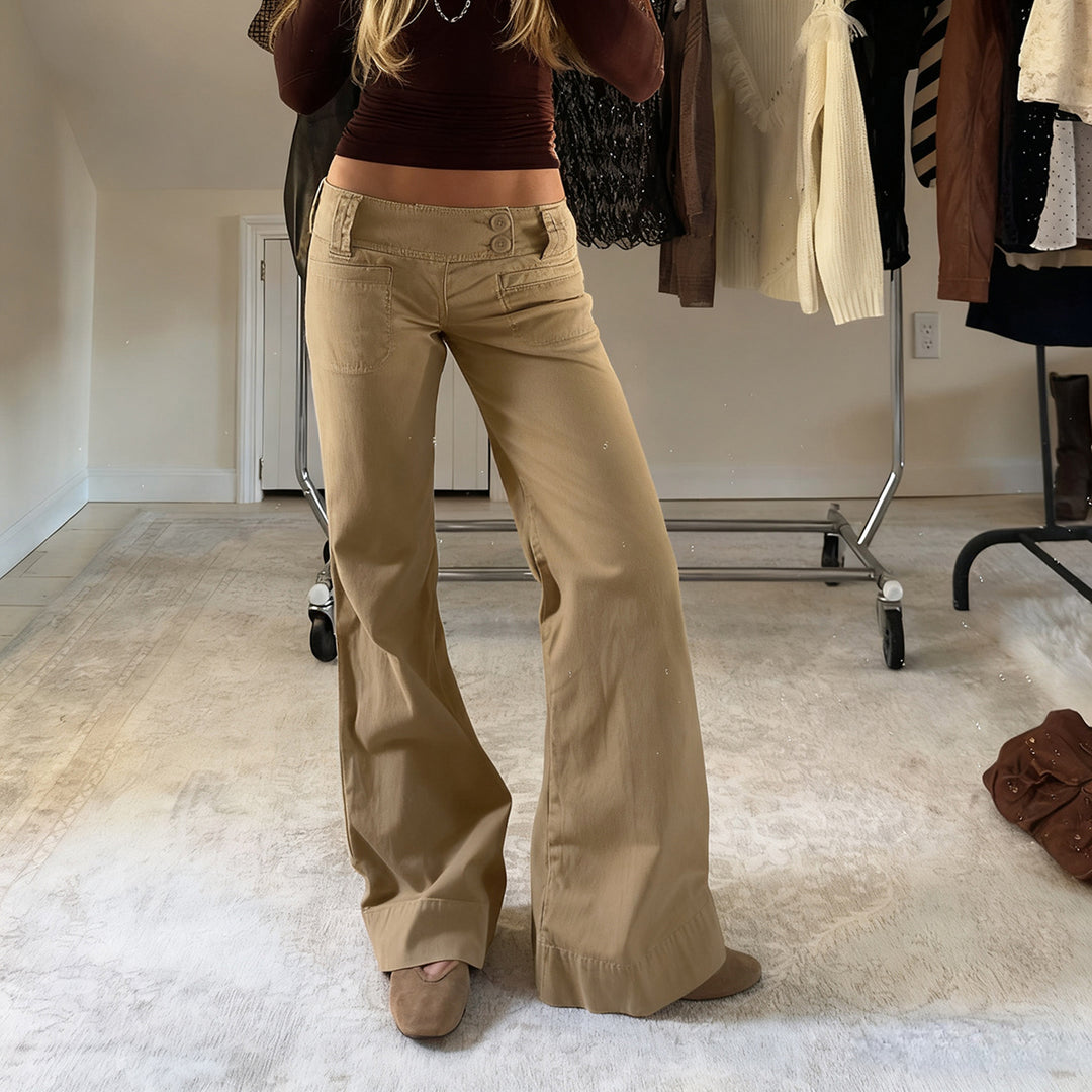 Damen nan Highwaist Schlaghose mit weitem Bein, hohem Bund und Gürtelschlaufen Echo Archiv